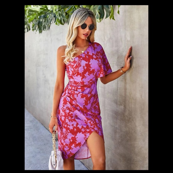 Floral One Shoulder Dress - Picture 4 of 5